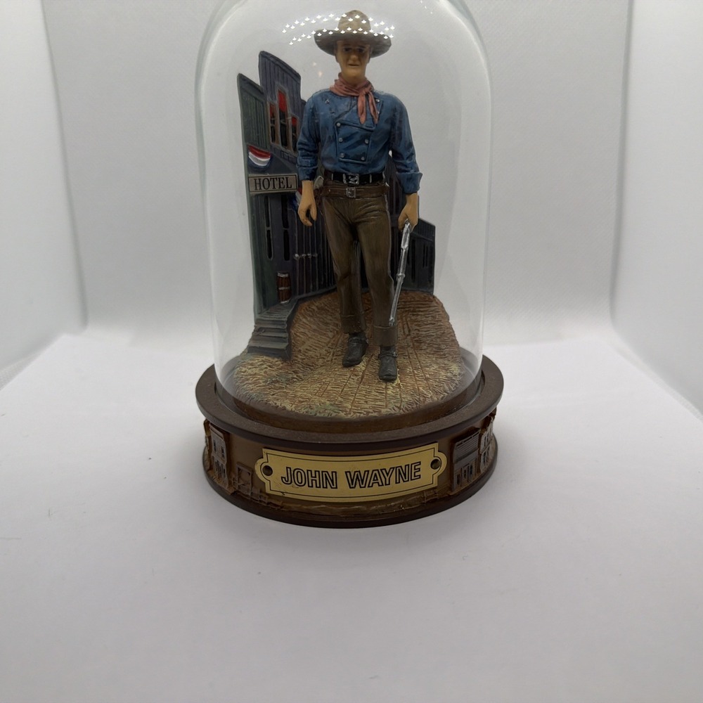 John Wayne Franklin Mint Painted Sculpture Glass Dome Diorama D9264